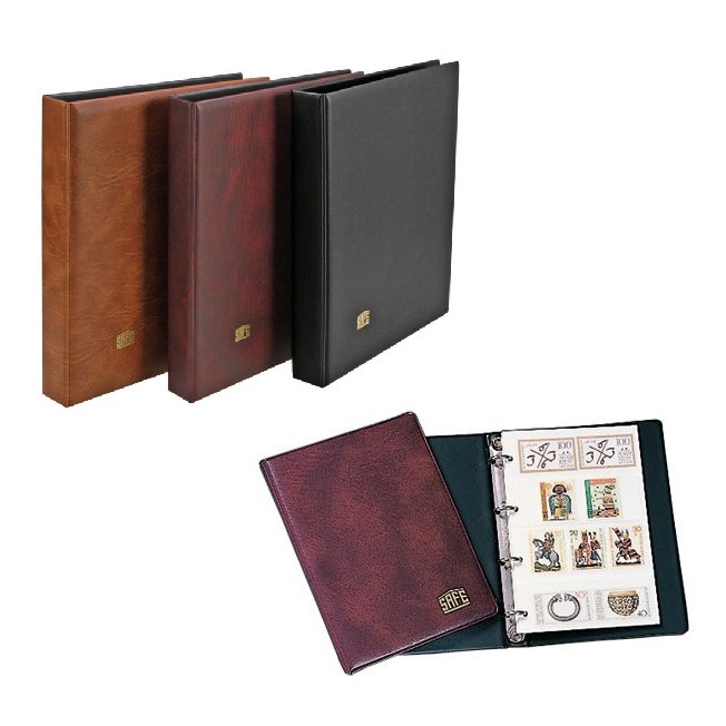 Stamp Collecting Albums - Refillable Pocket Stockbook in Brown includes 5  White Pages